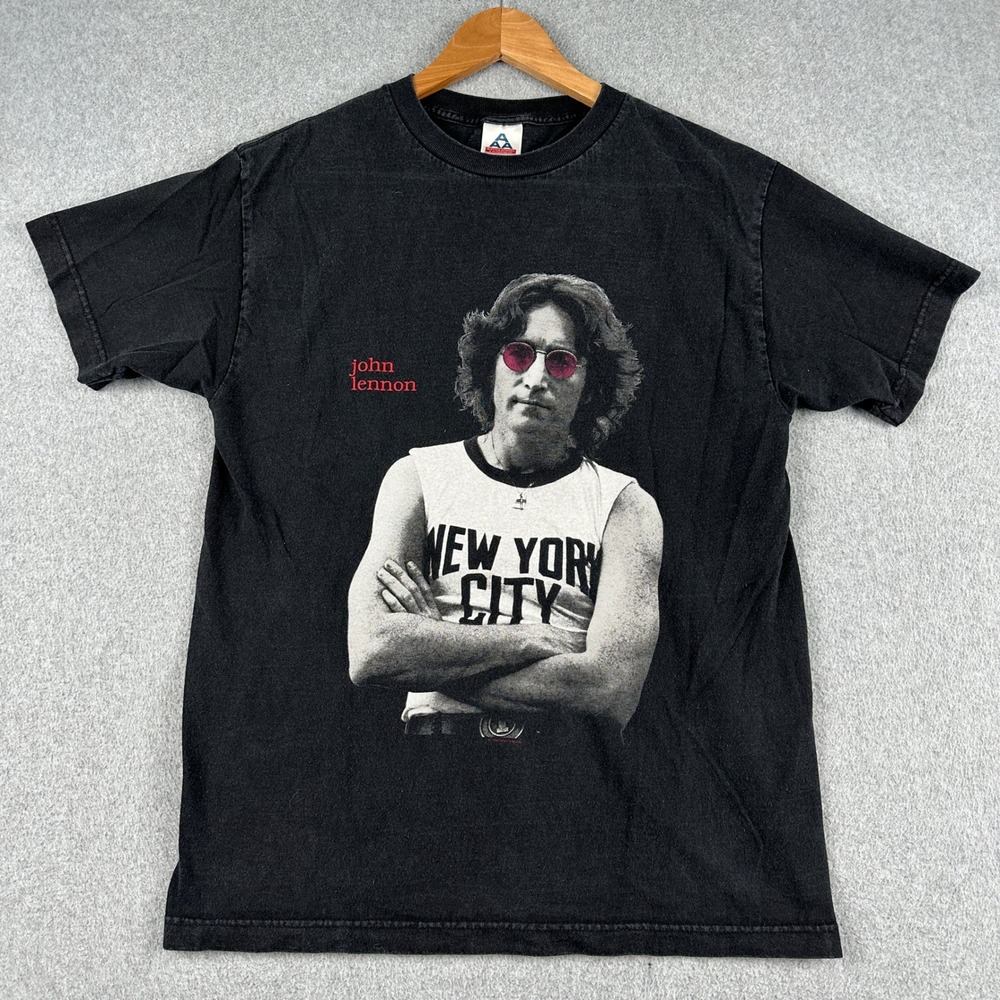 Alstyle T Shirt Mens M Black John Lennon Imagine New York City Graphic Tee AAA
